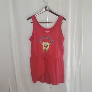 Nickelodeon SpongeBob SquarePants Red Romper Juniors XXL Size 19 Graphic Print